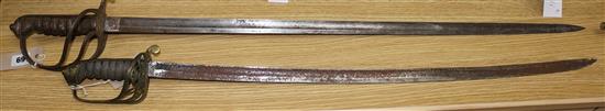 An 18th century Infantry Officers sword and an 1824 Light Cavalry sword